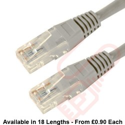 Cat6 Patch Cables RJ45 UTP High Grade PVC Flush Booted Grey