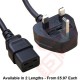 UK Plug (13 Amp) to C19 PVC Power Cables Black