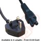 UK Plug (5 Amp) to C5 Clover Leaf PVC Power Cables Black