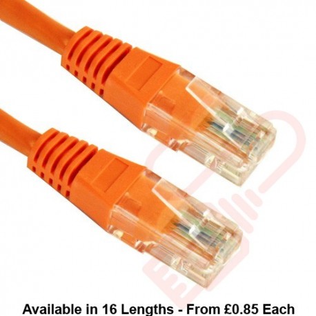 Cat5e Patch Cables RJ45 UTP High Grade PVC Flush Booted Orange