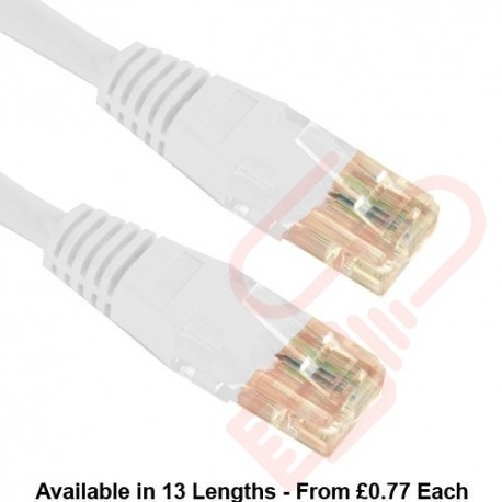 Cat5e Patch Cables Enhanced RJ45 UTP PVC Flush Booted White