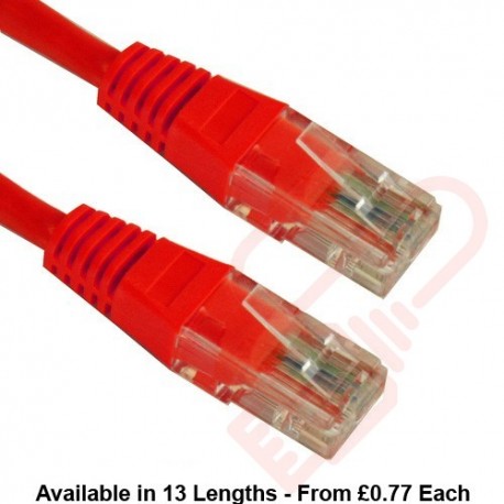 Cat5e Patch Cables Enhanced RJ45 UTP PVC Flush Booted Red