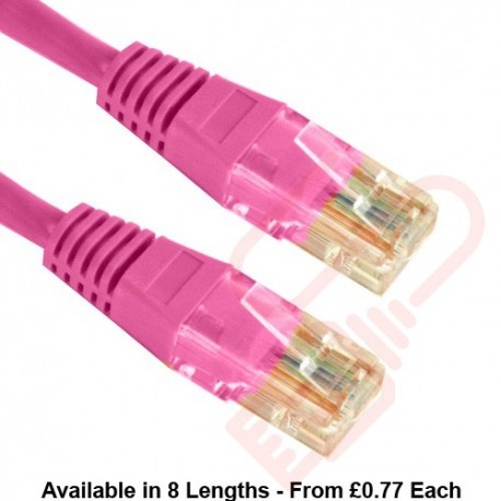 Cat5e Patch Cables Enhanced RJ45 UTP PVC Flush Booted Pink