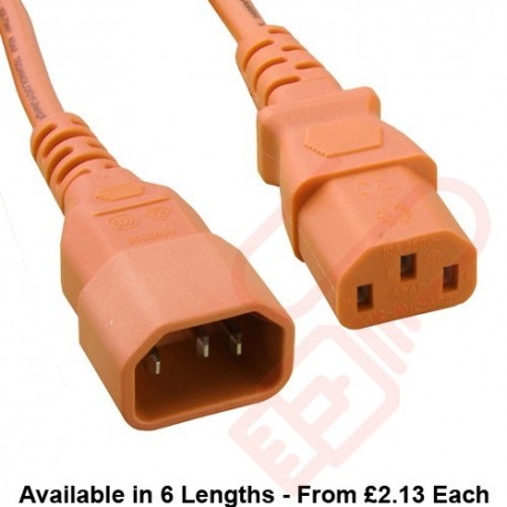 C13 to C14 High Grade H05VV-F Power Cable Orange