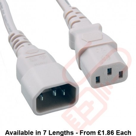 C13 to C14 High Grade H05VV-F Power Cable White