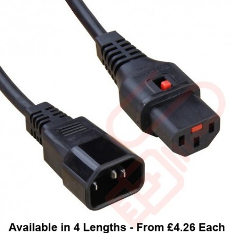 C13 Locking to C14 Power Cable Black