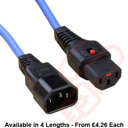 C13 Locking to C14 Power Cable Blue