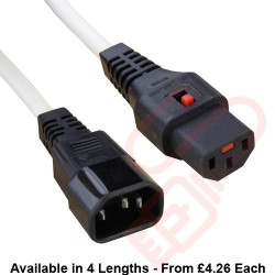 C13 Locking to C14 Power Cable White