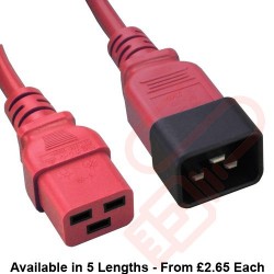C19 to C20 High Grade H05VV-F 16A Power Cables Red