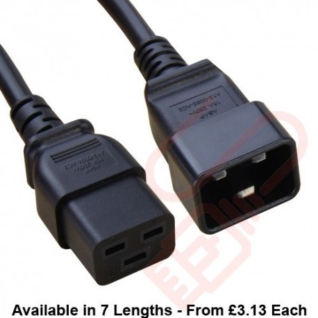 C20 to C19 16A Power Cables Black - Networking Cables