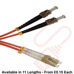 OM3 LC to ST Fibre Patch Cables Multimode Duplex Orange