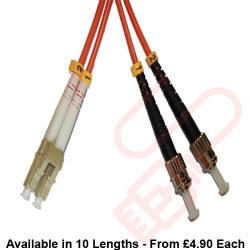 OM2 LC to ST Fibre Patch Cables Multimode Duplex Orange