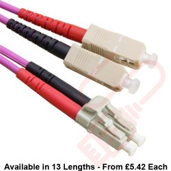 OM4 LC to SC Fibre Patch Cables Multimode Duplex Violet