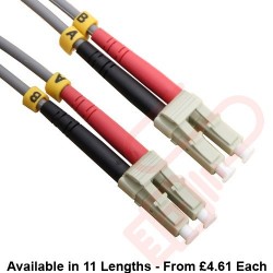 OM1 LC to LC Fibre Patch Cables Multimode Duplex Grey