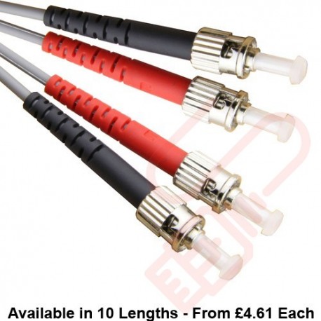 OM1 ST to ST Fibre Patch Cables Multimode Duplex Grey