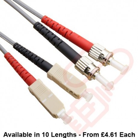 OM1 SC to ST Fibre Patch Cables Multimode Duplex Grey