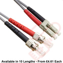 OM1 LC to ST Fibre Patch Cables Multimode Duplex Grey
