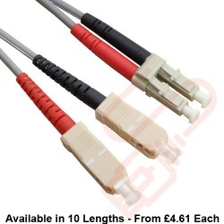 OM1 LC to SC Fibre Patch Cables Multimode Duplex Grey