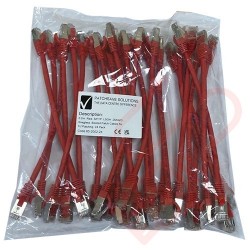 20cm (8-inch) 24 Pack in Red - Cat6a S/FTP Premium Grade LSZH Patch Cables for 2U Patching