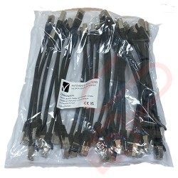20cm (8-inch) 24 Pack in Black - Cat6a S/FTP Premium Grade LSZH Patch Cables for 2U Patching