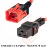 C19 to C20 Dual Locking 16A Power Cables Red