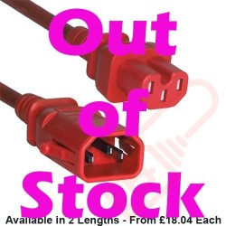 C15 to C14 'P-Lock' Power Cable Red