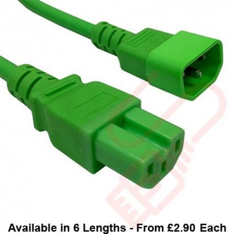 C14 to C15 HOT Condition Power Cables Green