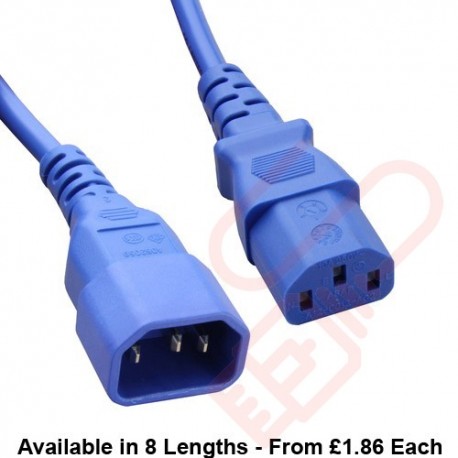 C13 to C14 High Grade H05VV-F Power Cable Blue