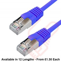 Cat6a Slim U/FTP Small Diameter Snagless Booted Patch Cables Blue