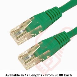 Cat6 Patch Cables RJ45 UTP High Grade PVC Flush Booted Green