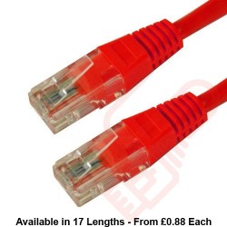 Cat6 Patch Cables RJ45 UTP High Grade PVC Flush Booted Red