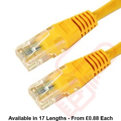 Cat6 Patch Cables RJ45 UTP High Grade PVC Flush Booted Yellow