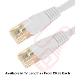 Cat6 Patch Cables RJ45 UTP High Grade PVC Flush Booted White