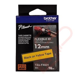 TZEFX-631 Brother 12mm Wide Tape Black On Yellow Flexible ID Laminated
