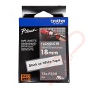 TZEFX-241 Brother 18mm Wide Tape Black On White Flexible ID Laminated