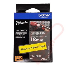 TZEFX-641 Brother 18mm Wide Tape Black On Yellow Flexible ID Laminated