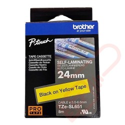  TZESL-651 Brother 24mm Wide Tape Black On Yellow Self Laminating