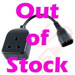 0.25 Metre Black - C14 Male Plug to UK 10Amp Rated Socket PVC 1mm2 Power Cable