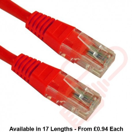 Cat5e Patch Cables RJ45 UTP High Grade PVC Flush Booted Red