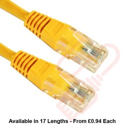 Cat5e Patch Cables RJ45 UTP High Grade PVC Flush Booted Yellow