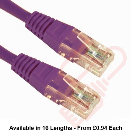 Cat5e Patch Cables RJ45 UTP High Grade PVC Flush Booted Purple