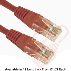 Cat5e Patch Cables RJ45 UTP High Grade PVC Flush Booted Brown