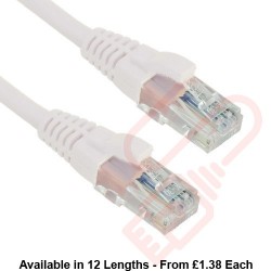 Excel Cat5e Patch Cables RJ45 UTP LSZH Snagless Booted White