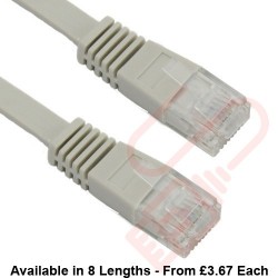 Cat5e Patch Cables Flat RJ45 UTP LSZH Flush Booted Grey