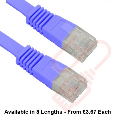 Cat5e Patch Cables Flat RJ45 UTP LSZH Flush Booted Blue