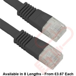 Cat5e Patch Cables Flat RJ45 UTP LSZH Flush Booted Black