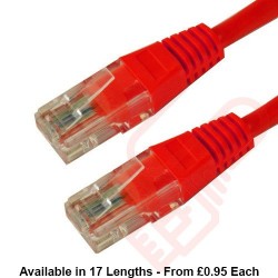 Cat6 Patch Cables RJ45 UTP High Grade PVC Flush Booted Red
