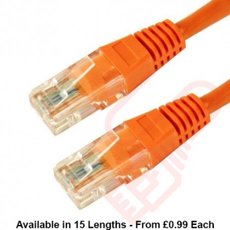 Cat6 Patch Cables RJ45 UTP High Grade PVC Flush Booted Orange