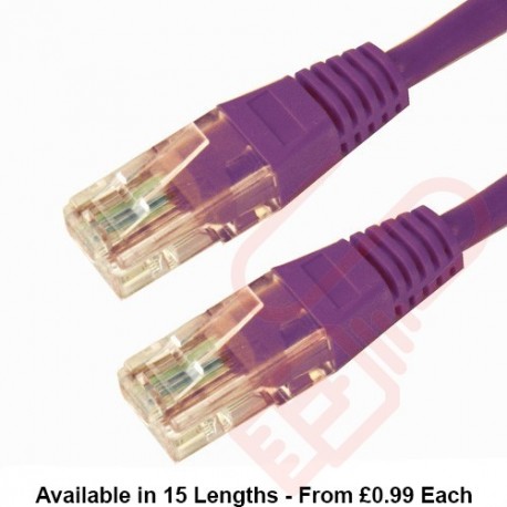 Cat6 Patch Cables RJ45 UTP High Grade PVC Flush Booted Purple