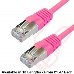 Cat6a Slim U/FTP Small Diameter Snagless Booted Patch Cables Pink